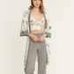 Flower Printed Pyjama Set with Dressing Gown - Ecru