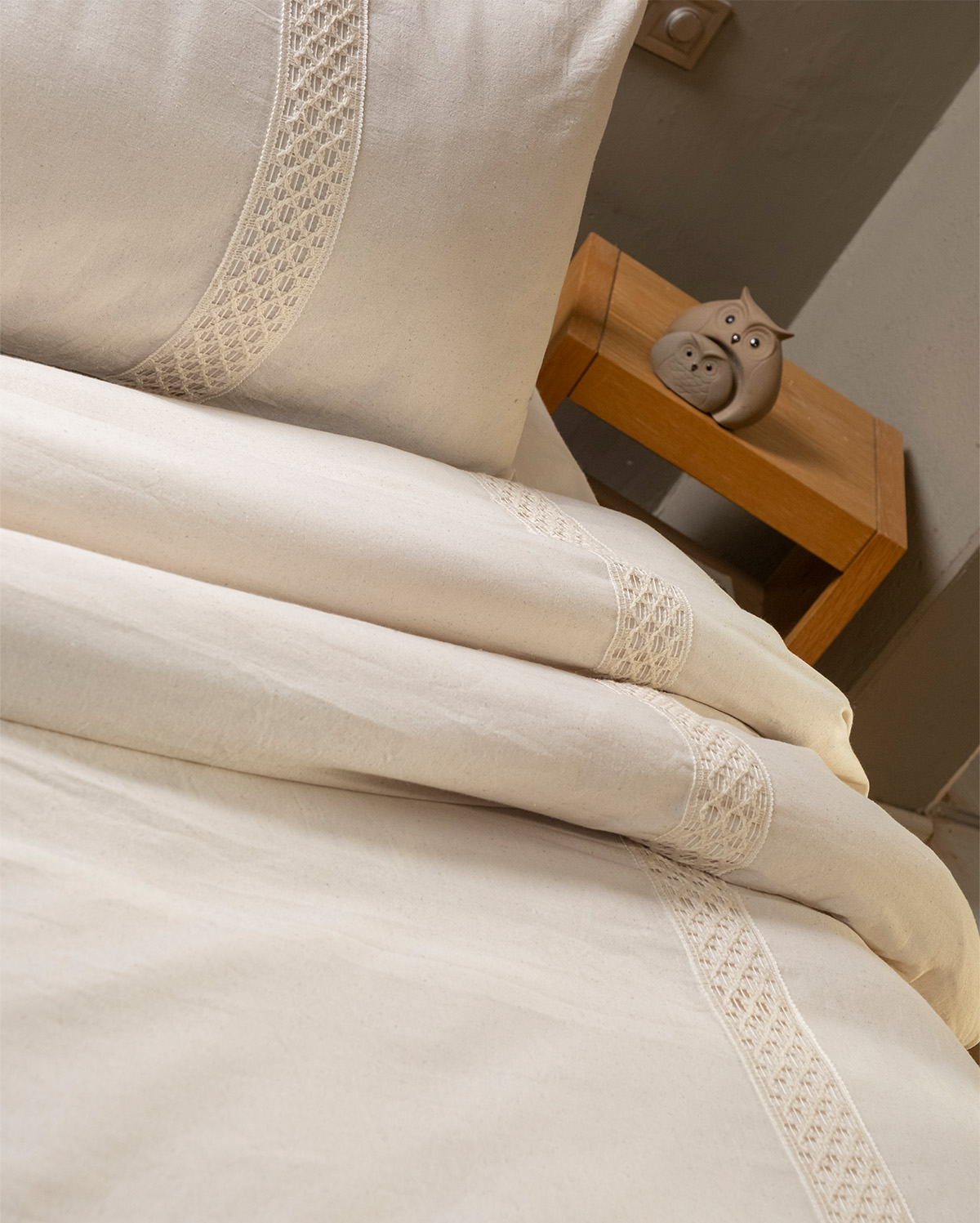 Cotton Belgian Stripe Duvet Cover Set - White