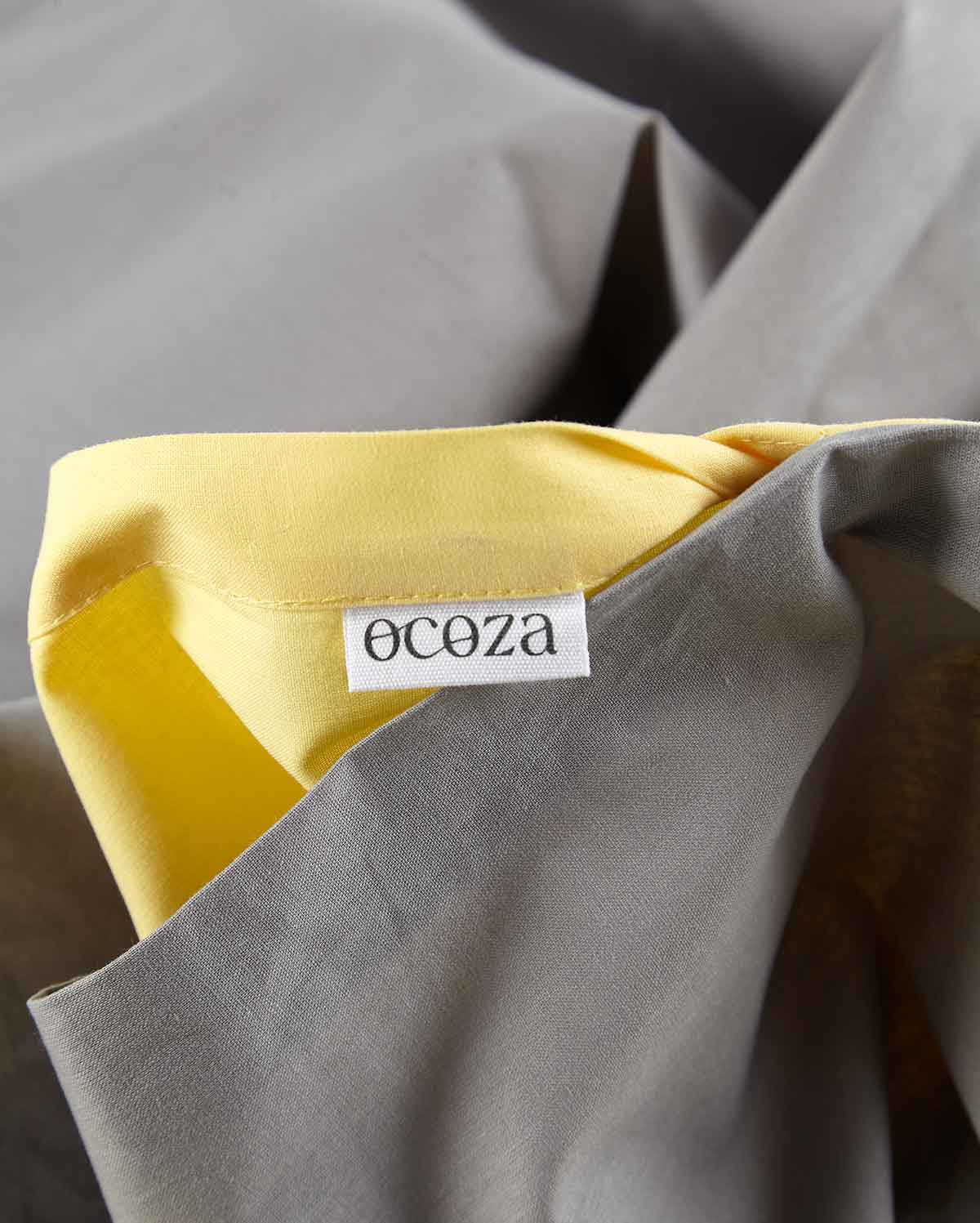 Reversible Percale Bedding Set - Yellow & Dove Grey