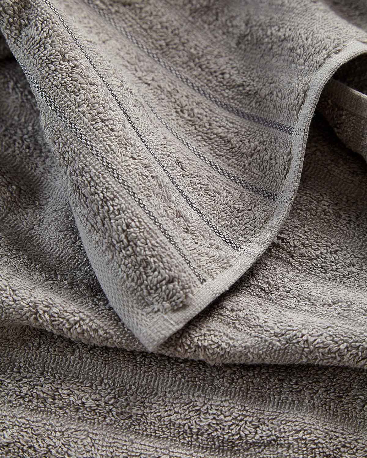 Cotton Ribbed Towel Set - Dark Grey (2 Towels)