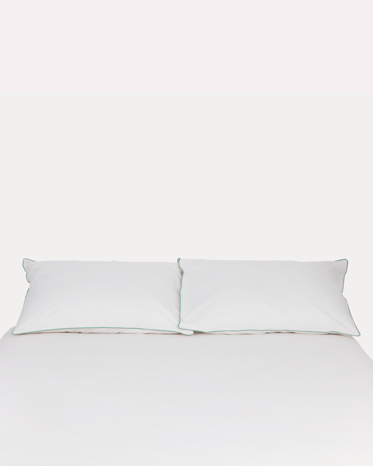 Classic Percale - Fitted Sheet Set- White with Jade Green Piped Edge