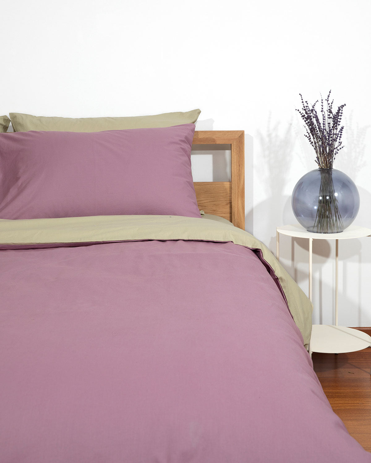 Reversible Percale Bedding Set - Sage Green & Lilac