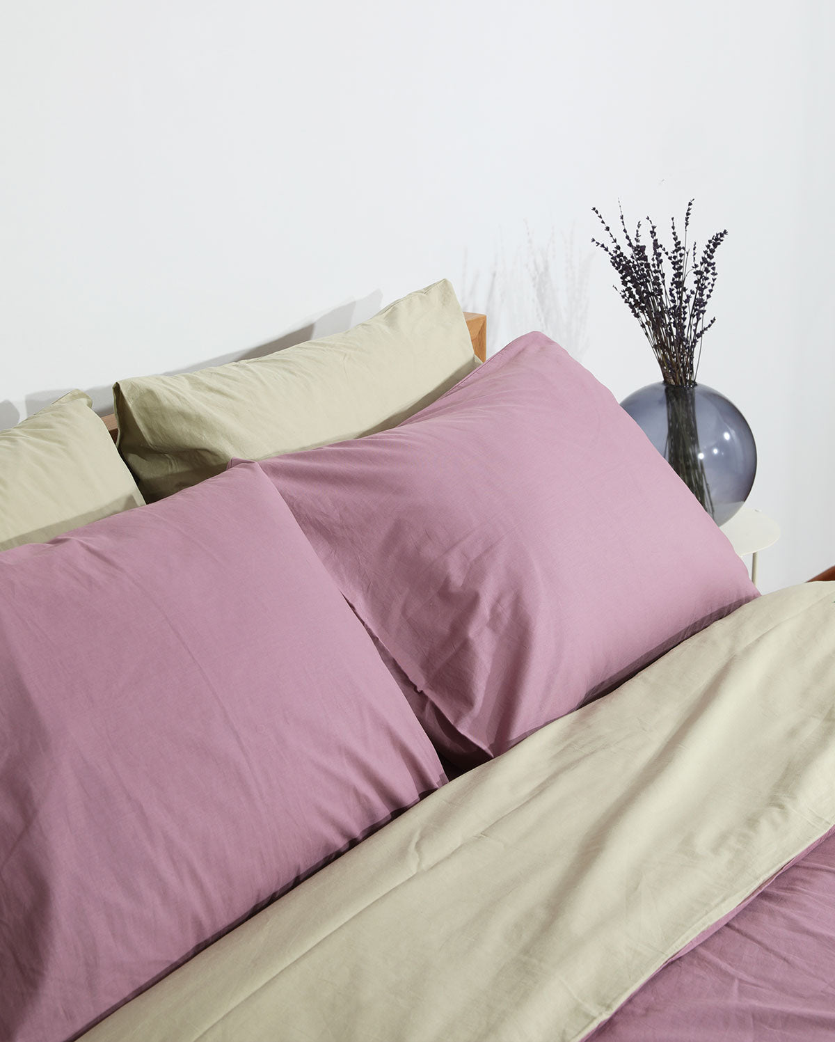 Reversible Percale Duvet Cover- Sage Green & Lilac