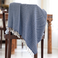 Herringbone Wool Throw - Denim