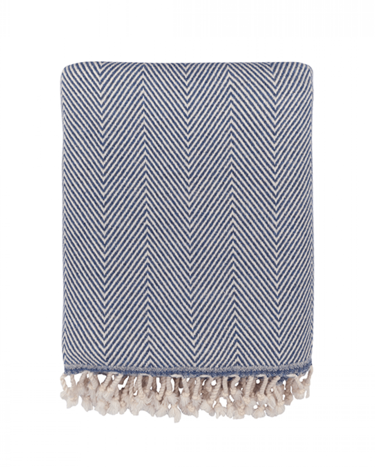 Herringbone Wool Throw - Denim