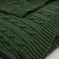 Braid Cable Knitted 100% Cotton Blanket - Dark Green - Ocoza